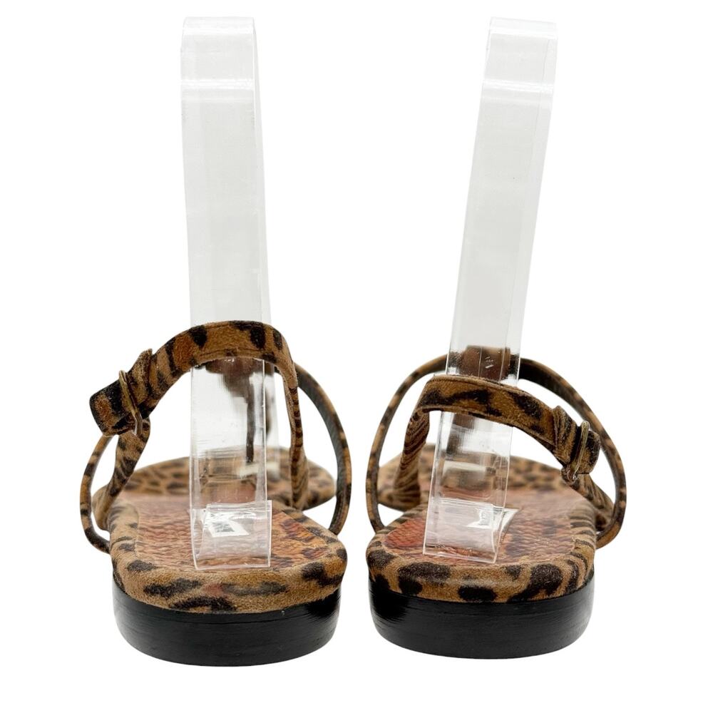 Manolo Blahnik Hata Thong Slingback Flat Sandals in Suede Leopard EU 37 US 7 - Picture 4 of 12